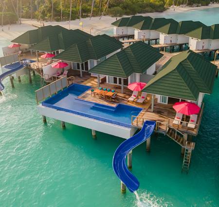 Aerial View Three Bedroom Lagoon Villa With Pool + Slide 
