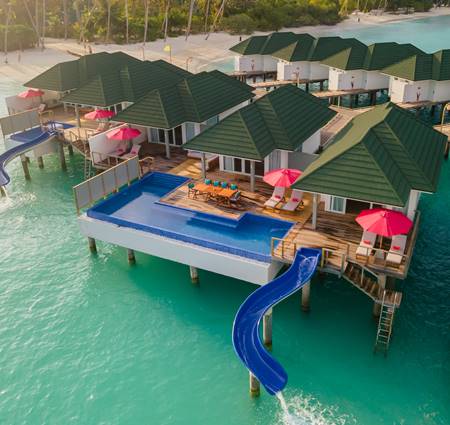 Aerial View Three Bedroom Lagoon Villa With Pool + Slide 