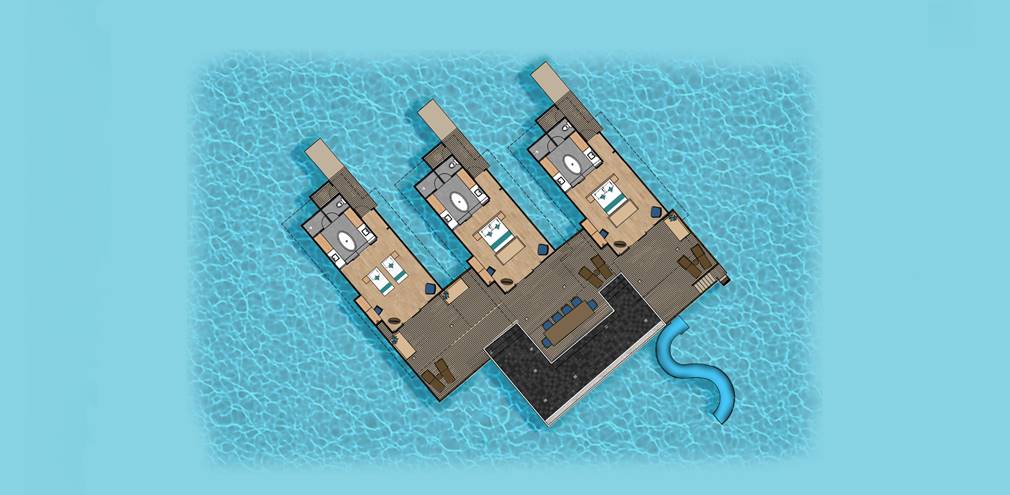 Three Bedroom Lagoon Villa With Pool + Slide - Floor plan