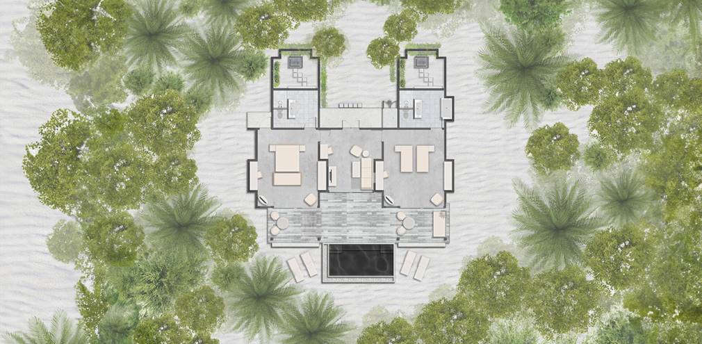 Two Bedroom Pool Beach Villa - Floor plan