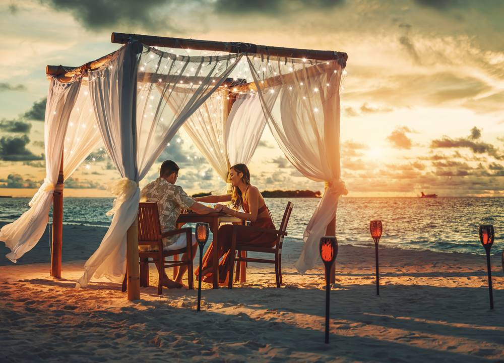 Romantic Dinner on a beach at Sun Siyam Vilu Reef