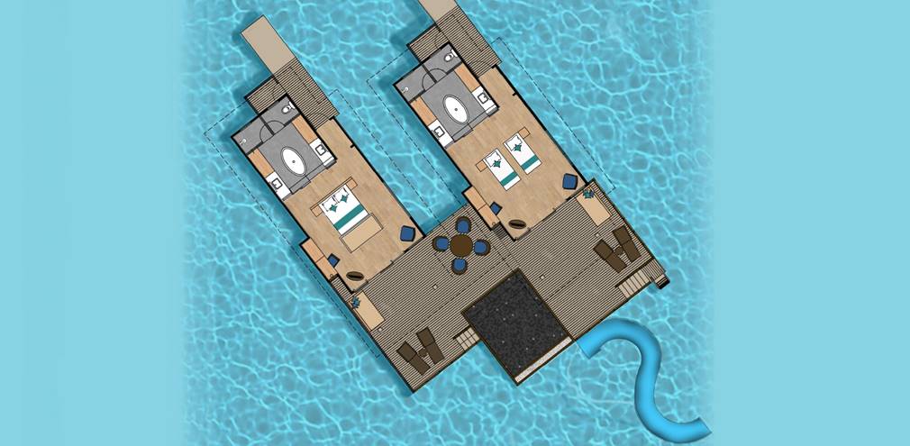 Two Bedroom Lagoon Villa With Pool + Slide - Floor plan