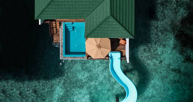 Ocean Villa With Pool And Slide Aerial 